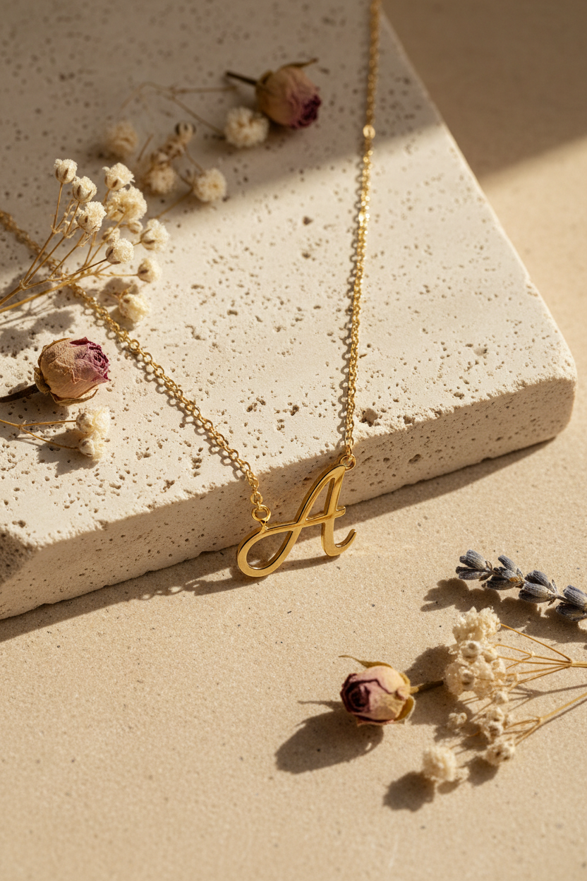 Your Letter Your Story - Custom Initial Pendant on sand