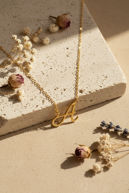 Your Letter Your Story - Custom Initial Pendant on sand