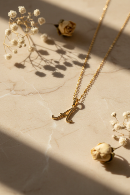 Your Letter Your Story - Custom Initial Pendant on marble